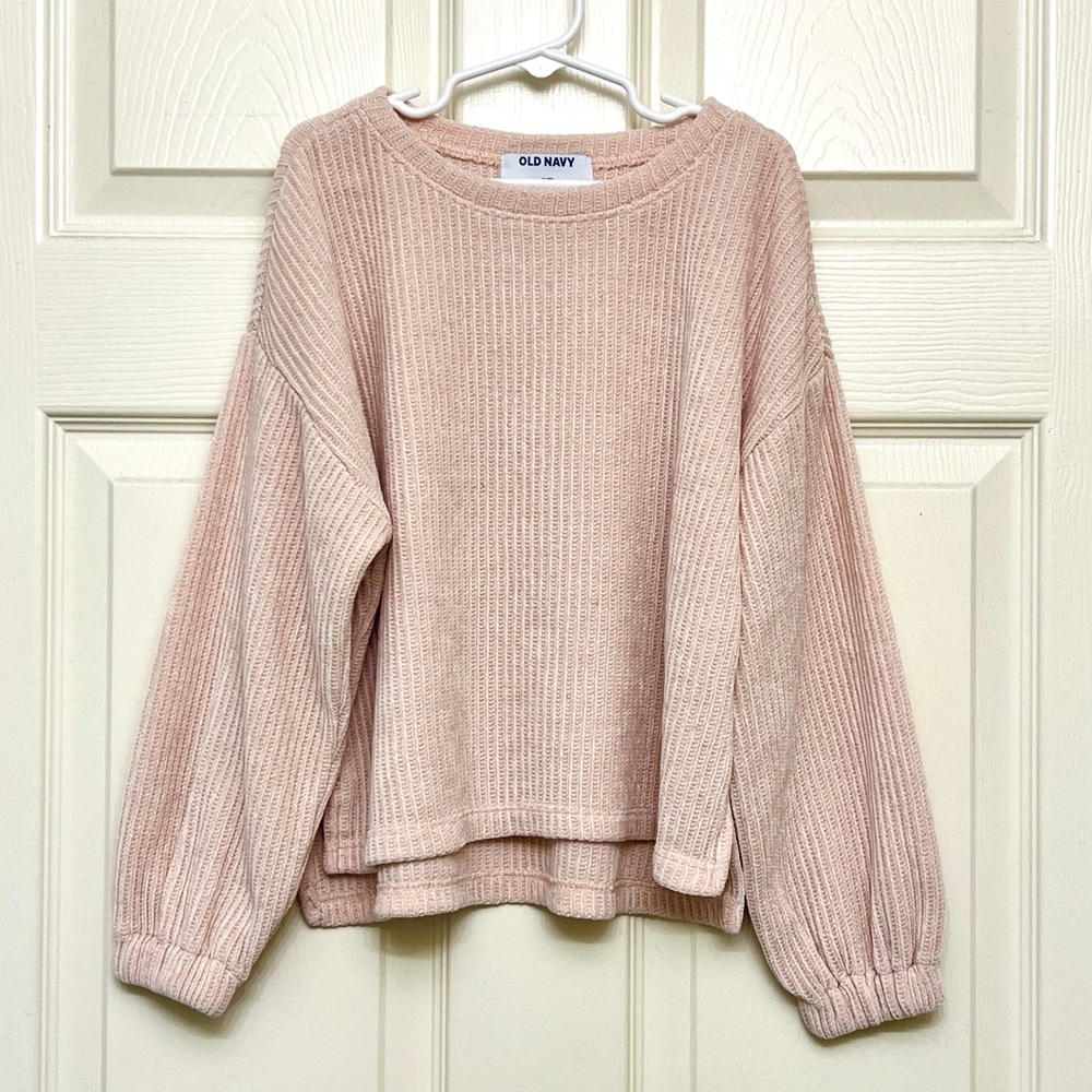 Girls Old Navy Light Pink Chenille Knit Sweater Size 8 Medium
